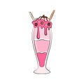 Milkshake vector illustration. Cartoon isolated glass cup with milk drink Royalty Free Stock Photo