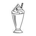 Milkshake With Whipped Cream Outline Vector