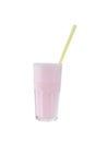 Milkshake with waffle, syrup, straw isolated white