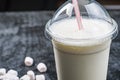 Milkshake clear plastic Cup Royalty Free Stock Photo