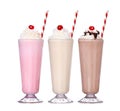 Milkshakes chocolate flavor ice cream set collection Royalty Free Stock Photo