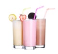 Milkshakes chocolate flavor ice cream set collection isolated