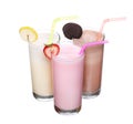 Milkshakes chocolate flavor ice cream set collection isolated Royalty Free Stock Photo
