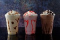 Milkshakes of different flavors Royalty Free Stock Photo