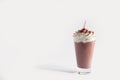 Milkshakes in a glass with whipped cream and cherry. Smoothie. on white background Royalty Free Stock Photo