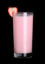 Milkshakes strawberry flavor ice cream isolated on black Royalty Free Stock Photo