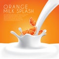 Fresh orange Milk Label Template with crown splash Royalty Free Stock Photo