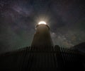 Milky way over Lighthouse in Maine Royalty Free Stock Photo