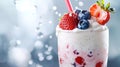 milky berry shake close-up. selective focus Royalty Free Stock Photo
