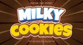 Milky cookies 3d editable text effect Template Royalty Free Stock Photo