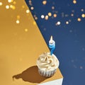 Milky cream cupcake. Birthday sweet bakery. Cookies. Yummy buttercream dessert Royalty Free Stock Photo
