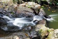 Milky flowing waters and rocks of waterfall Royalty Free Stock Photo