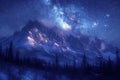 the milky in the sky with clouds and mountains, in the style of night photography, the stars art group. Generative AI Royalty Free Stock Photo