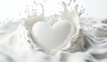 Milky Wave Heart Shape Milk Splash On White Background - A Beautiful And Unique Design Of Milk Royalty Free Stock Photo