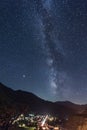 Milky way above Historic Villages of Shirakawa-go and Gokayama, Gifu-ken, Japan Royalty Free Stock Photo