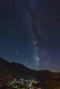 Milky way above Historic Villages of Shirakawa-go and Gokayama, Gifu-ken, Japan Royalty Free Stock Photo