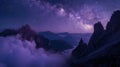 Milky_Way_above_mountains_in_fog_at_night_in_autumn_1 Royalty Free Stock Photo