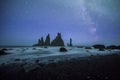 Milky Way above Vik rock formation Iceland