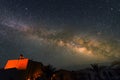 Milky Way above the village near Sahara Desert at Night, Morocco