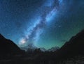 Milky Way. Amazing scene with himalayan mountains