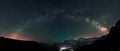 Milky Way arc and stars in night sky over the Swiss Alps Royalty Free Stock Photo