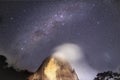 Milky Way in the background with Pedra Azul in the foreground