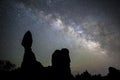 Milky Way at Balance Rock in Moab, UT Royalty Free Stock Photo