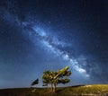 Milky Way. Beautiful summer night sky with stars in Crimea Royalty Free Stock Photo