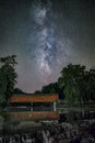 Milky Way and Cataract Covered Bridge - Indiana Royalty Free Stock Photo