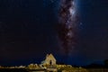 Milky way at Church of the Good Shepherd Lake Tekapo New Zealand Royalty Free Stock Photo