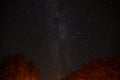 milky way dark night filmed in a Russian village Royalty Free Stock Photo