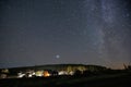 milky way dark night filmed in a Russian village Royalty Free Stock Photo