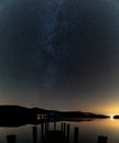 Milky way at the end of the jetty Royalty Free Stock Photo