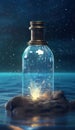 Milky Way exists in a bottle that floats in the sea at night