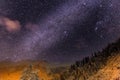 Milky way Galactic center as seen from village called Tosh, Himachal pradesh, India. Royalty Free Stock Photo