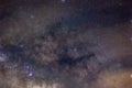 Milky Way galactic core with Lagoon and Trifida Nebulae Royalty Free Stock Photo