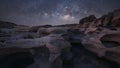 Milky way galaxies and rocky mountains