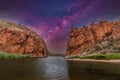 Milky Way galaxy above Glen Helen Gorge Finke River passage in West MacDonnell National Park Royalty Free Stock Photo