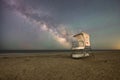 Milky Way Galaxy behind a Life Guard Stand at Chincoteague Island in Virginia Royalty Free Stock Photo