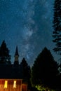 Milky Way Galaxy with church steeple taken from Yosemite Valley
