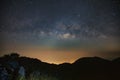 Milky Way Galaxy at Doi Luang Chiang Dao before sunrise. Long exposure photograph.With grain