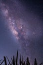 Milky way galaxy with hill under amazing starry night sky