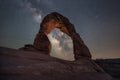 Milky Way Galaxy a meteor at Delicate Arch Royalty Free Stock Photo