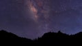 The Milky Way Galaxy moving over the mountain ridge. Starry night background. 3d illustration Royalty Free Stock Photo