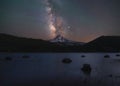 Milky Way Galaxy over Hood Mountain and Laurance Lake in Oregon Royalty Free Stock Photo