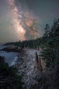 Milky Way Galaxy over Monument Cove in Acadia National Park Royalty Free Stock Photo