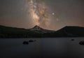 Milky Way Galaxy over Mount Hood from Laurance Lake in Oregon Royalty Free Stock Photo