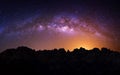 Milky Way Galaxy over Mountain at Night, Deogyusan mountain in Korea. Royalty Free Stock Photo