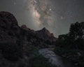 Milky Way Galaxy rising behind the Watchman Mountain Peak