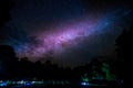 Milky way galaxy rising over the trees